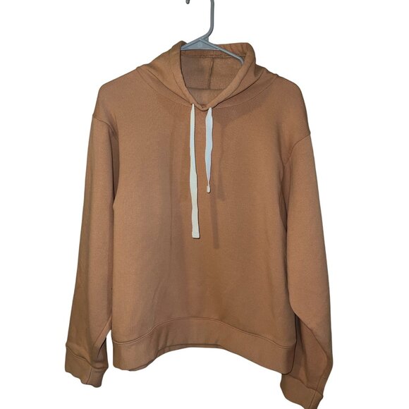 Madewell MWL Waffle Knit Pullover Sweatshirt Size L Tan Brown Relaxed Fit‎ - Picture 1 of 13